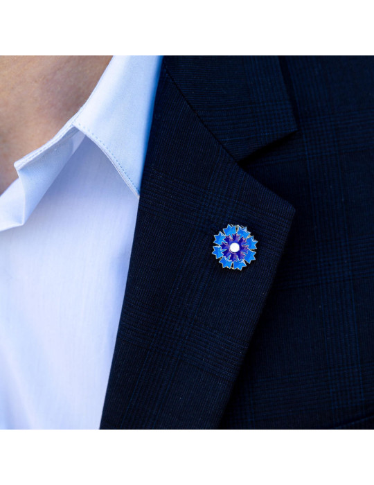 Boutique Bleuet de France - Pin's argenté Bleuet de France - Bleu Horizon