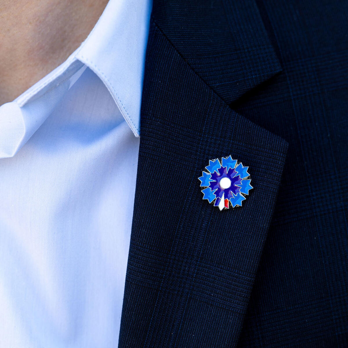 Boutique Bleuet de France - Pin's argenté Bleuet de France - Pétale Tricolore