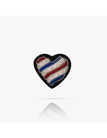 Broche Cœur tricolore brodé