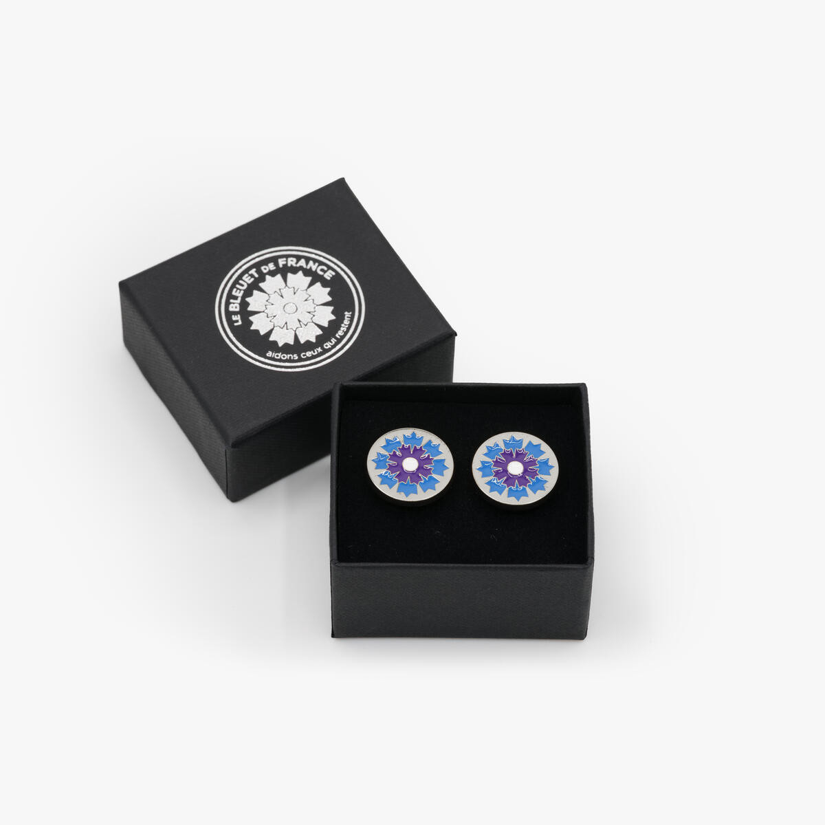 Boutique Bleuet de France - Boutons de manchette argentés Bleuet de...