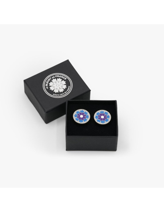 Boutique Bleuet de France - Boutons de manchette argentés Bleuet de...