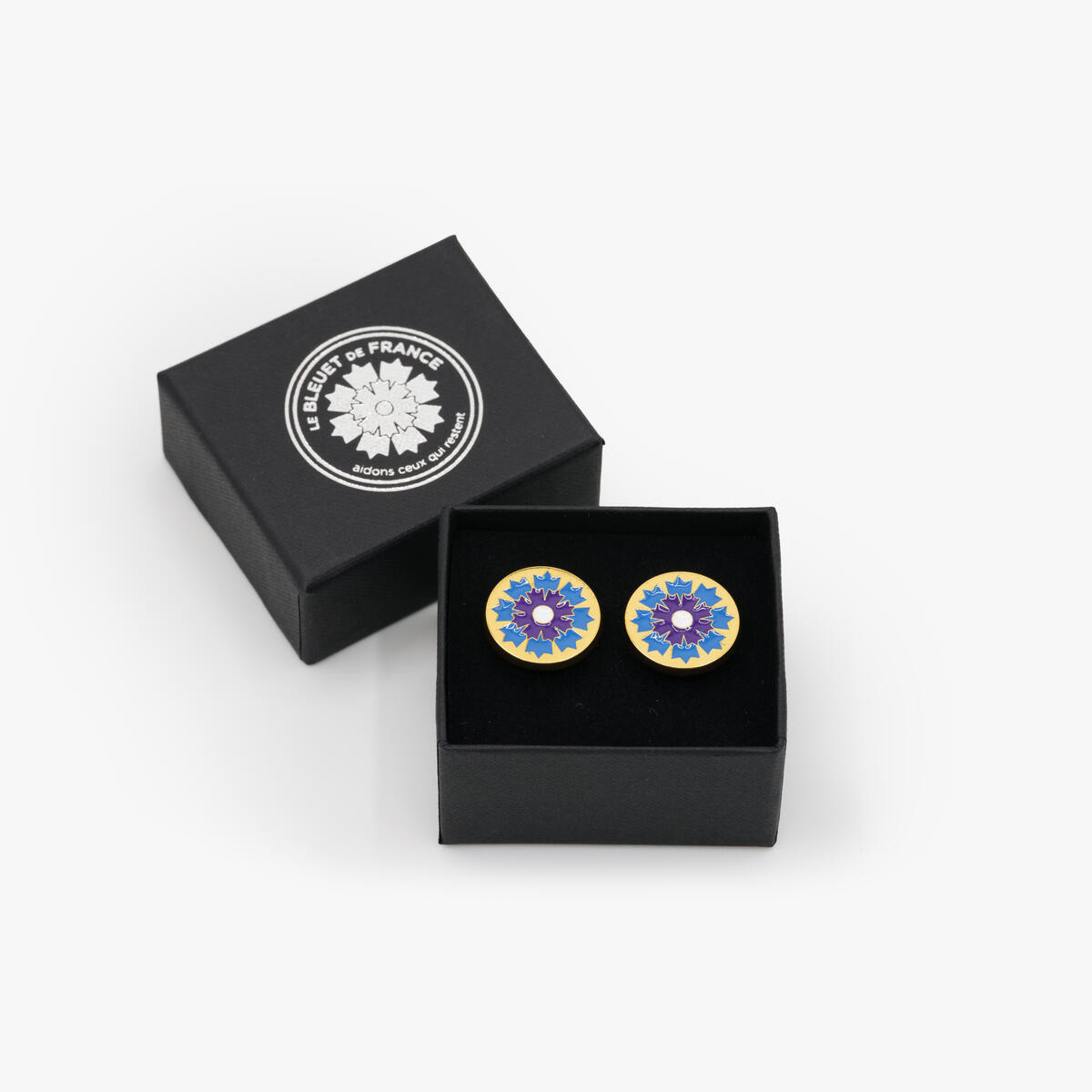 Boutique Bleuet de France - Boutons de manchette argentés Bleuet de...