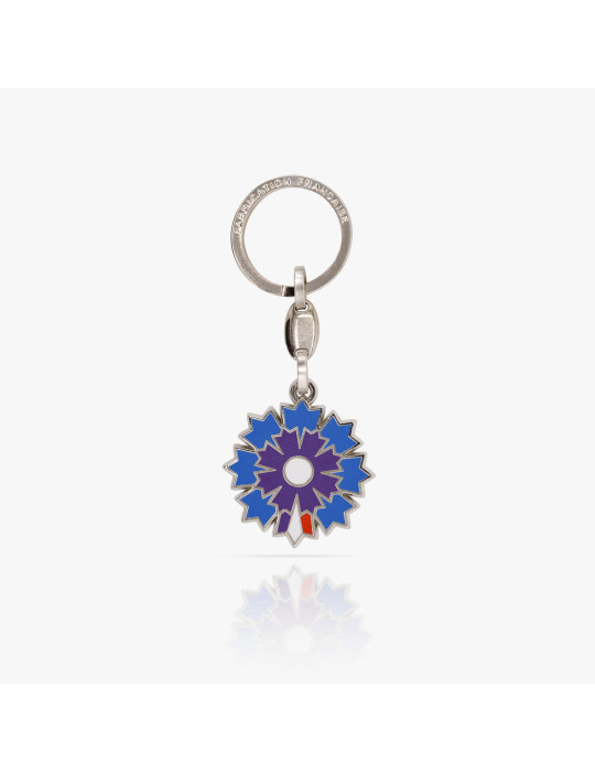 Boutique Bleuet de France - Porte-clé argenté Bleuet de France - Pétale tricolore