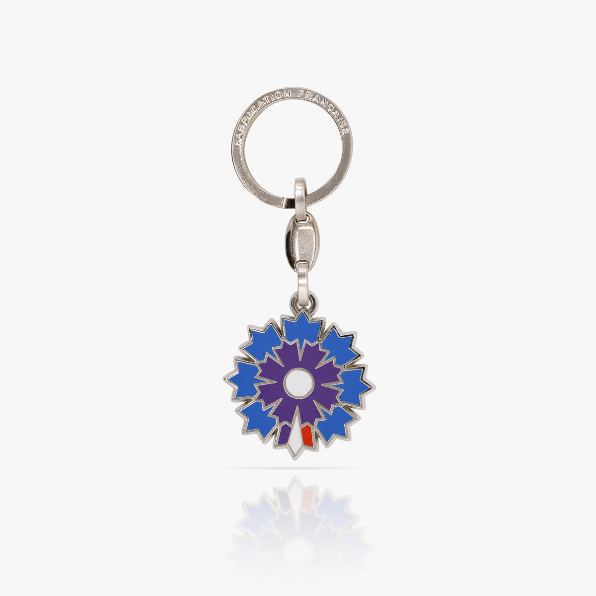 Boutique Bleuet de France - Porte-clé argenté Bleuet de France - Pétale tricolore