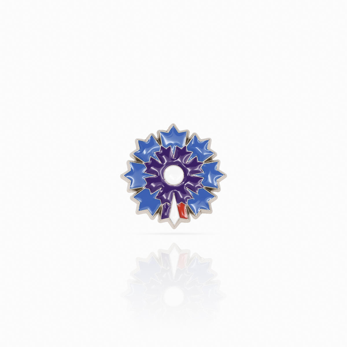 Boutique Bleuet de France - Pin's argenté Bleuet de France - Pétale Tricolore