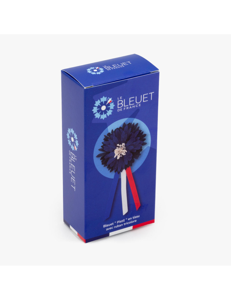 Bleuet "Pistil" en tissu avec ruban tricolore