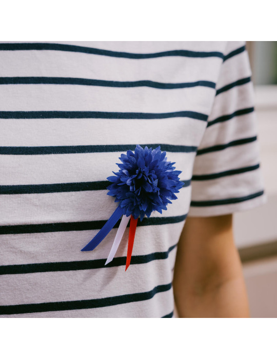 Bleuet "Cocarde" en tissu avec ruban tricolore