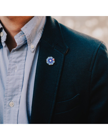 Boutique Bleuet de France - Pin's argenté Bleuet de France - Pétale Tricolore 2