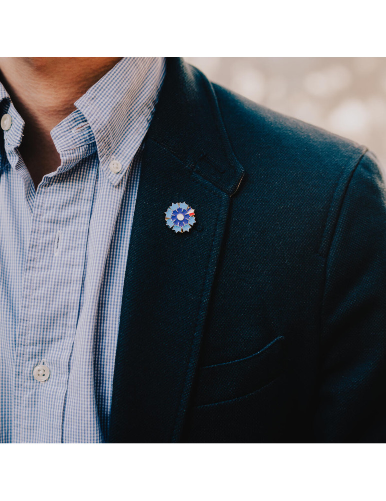 Boutique Bleuet de France - Pin's argenté Bleuet de France - Pétale Tricolore