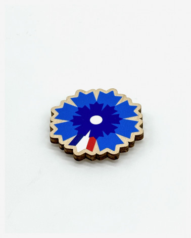 Broche en bois Bleuet de France x Reine Mère