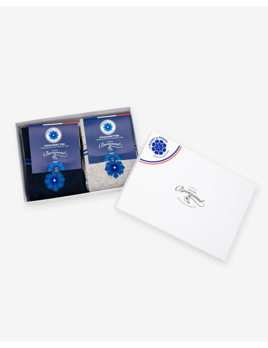 Coffret de deux paires de chaussettes Maison Broussaud x Le Bleuet de France Coffret de deux paires de chaussettes Maison Broussaud x Le Bleuet de France